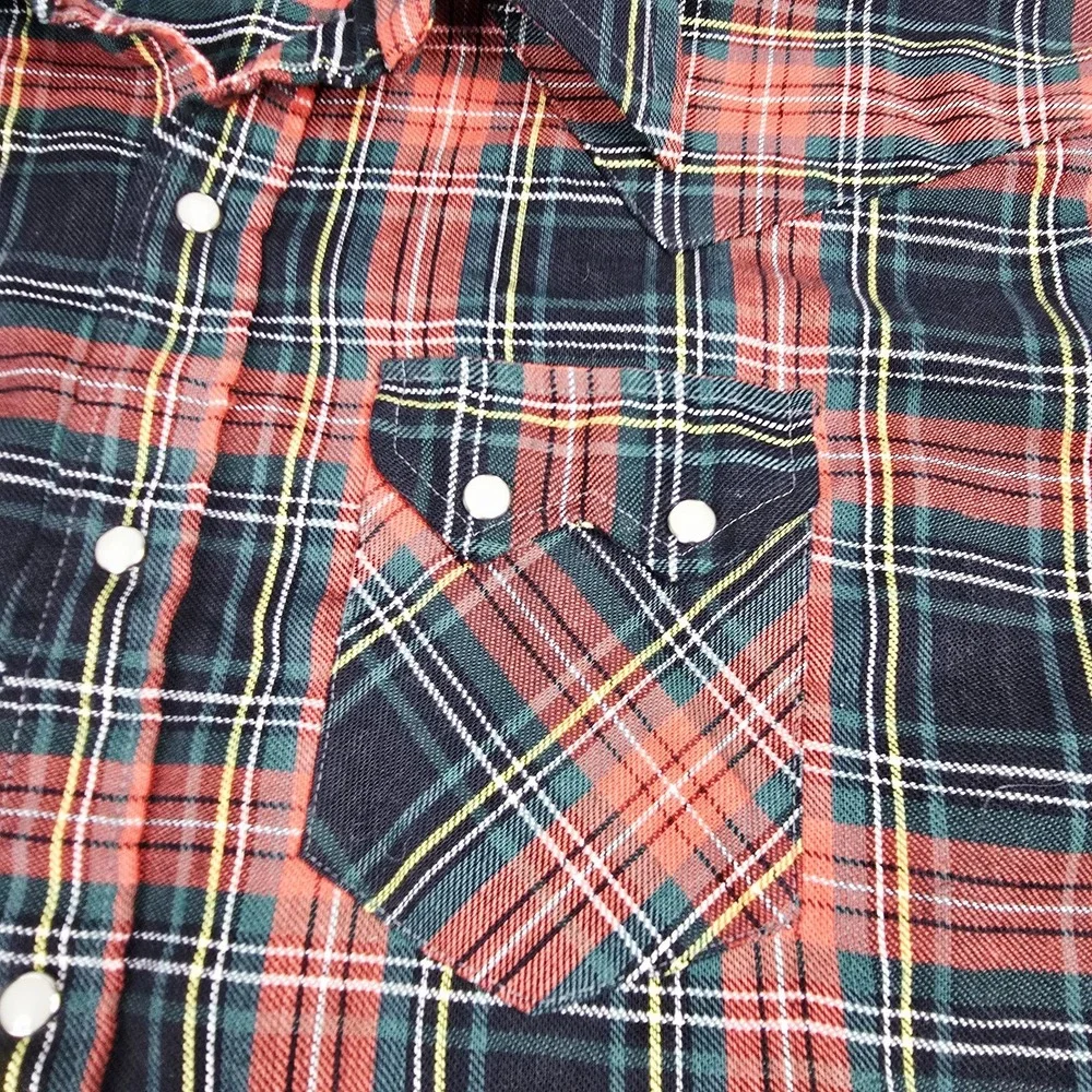 Vintage Dee Cee Shirt Mens XL Western Pearl Snap Plaid Made in USA 90s‎